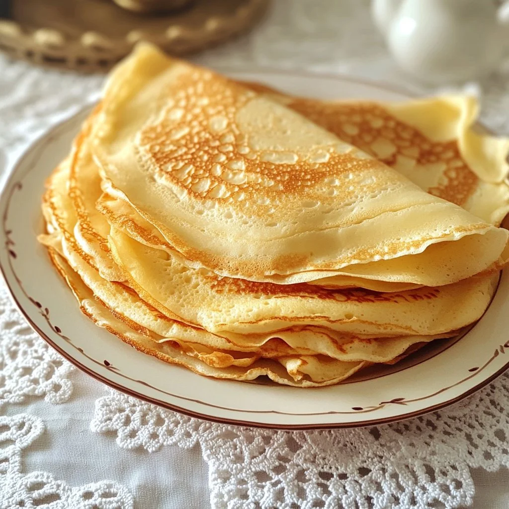 Pâte à crêpes de Cyril Lignac prête à être cuite sur une poêle.