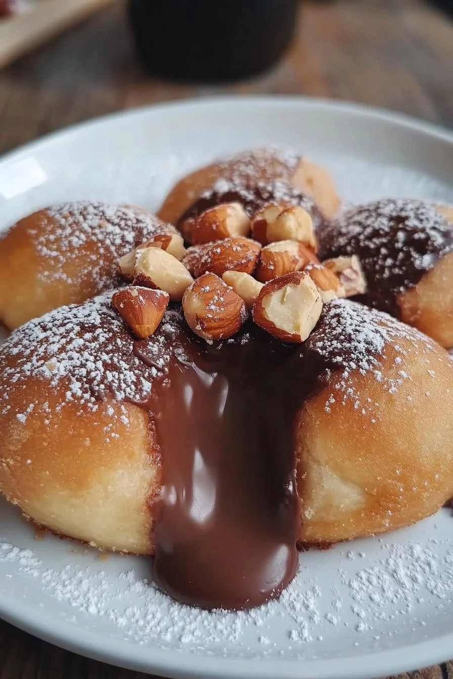 Pâte à frire avec crème au chocolat et noisettes