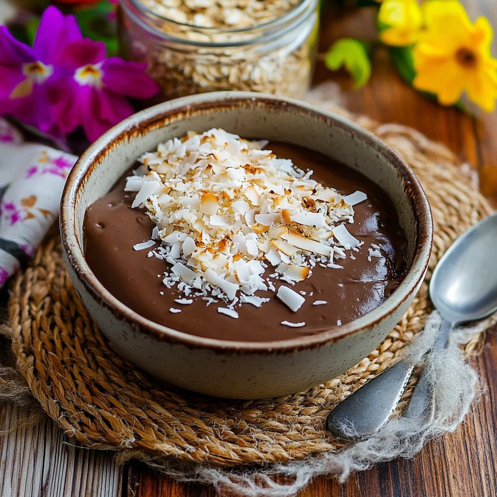 Porridge façon Bounty, un plat healthy et délicieux pour le petit déjeuner.
