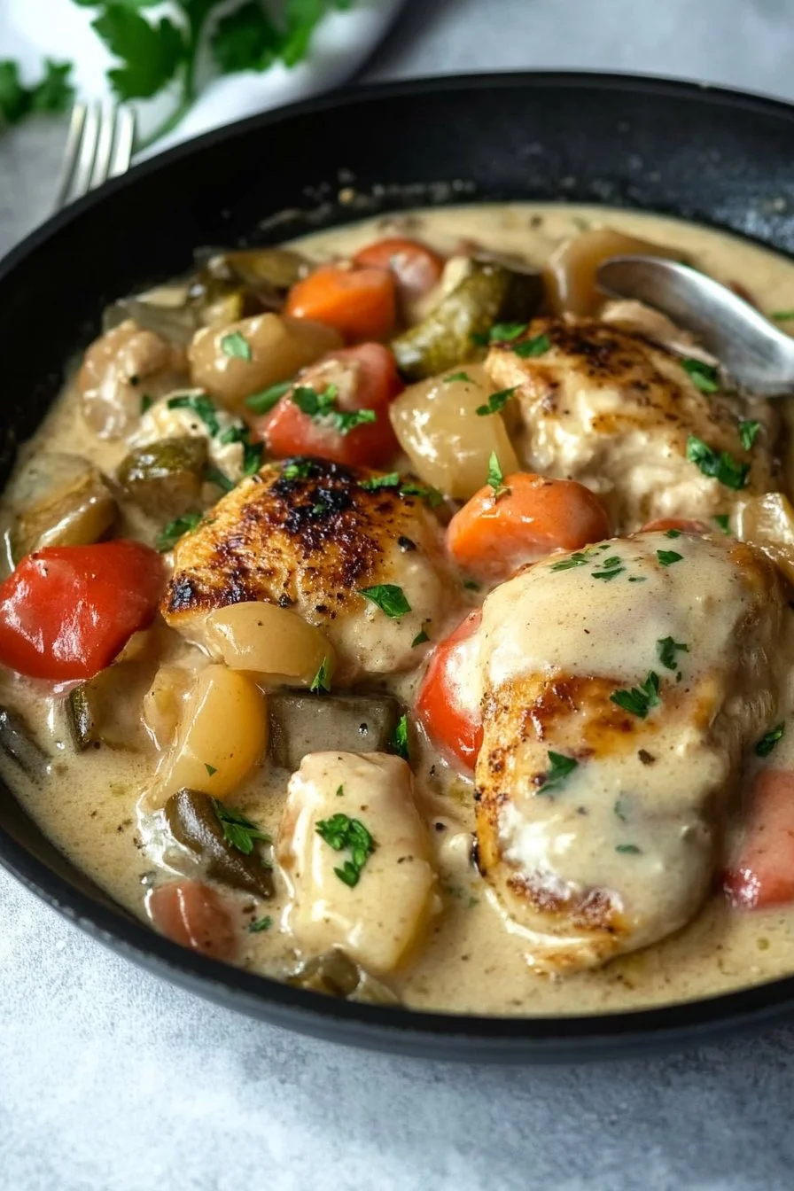 Poulet aux légumes et sauce crémeuse