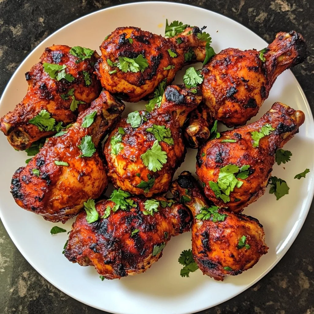 Délicieux Poulet Tandoori mariné aux épices indiennes sur une assiette