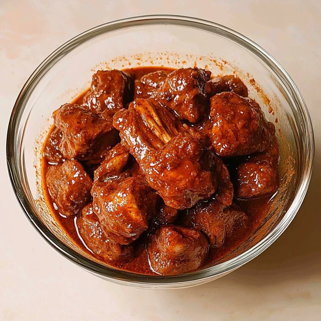Poulet Tandoori épicé servi avec des garnitures colorées et savoureuses.