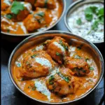 Poulet Tandoori en sauce, riz au curry & oignons caramélisés