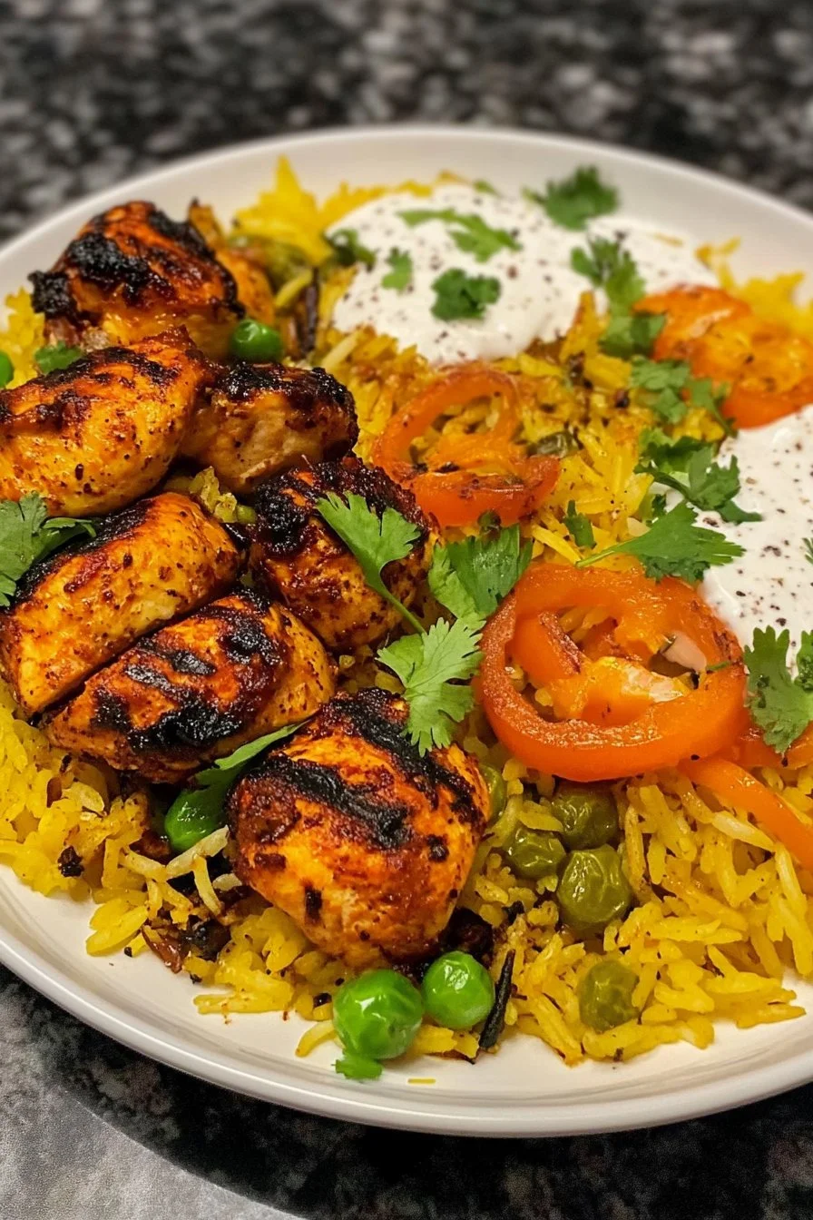 Poulet Tikka à la Friteuse à Air avec Riz Épicé