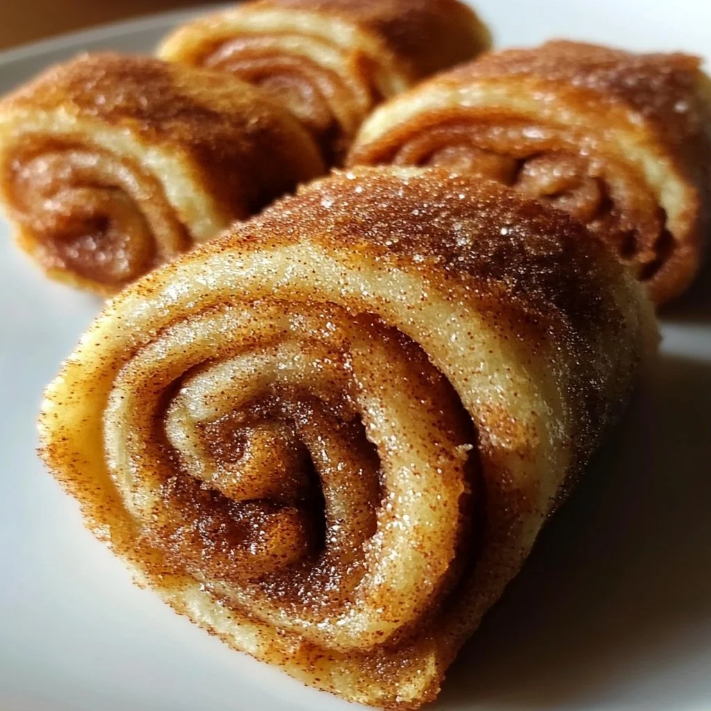 Roulés de tortillas à la cannelle et au sucre cuits à la friteuse à air.
