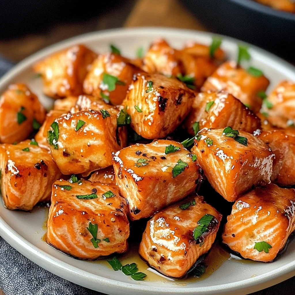 Bouchées de saumon au miel et à l'ail cuites à l'air fryer