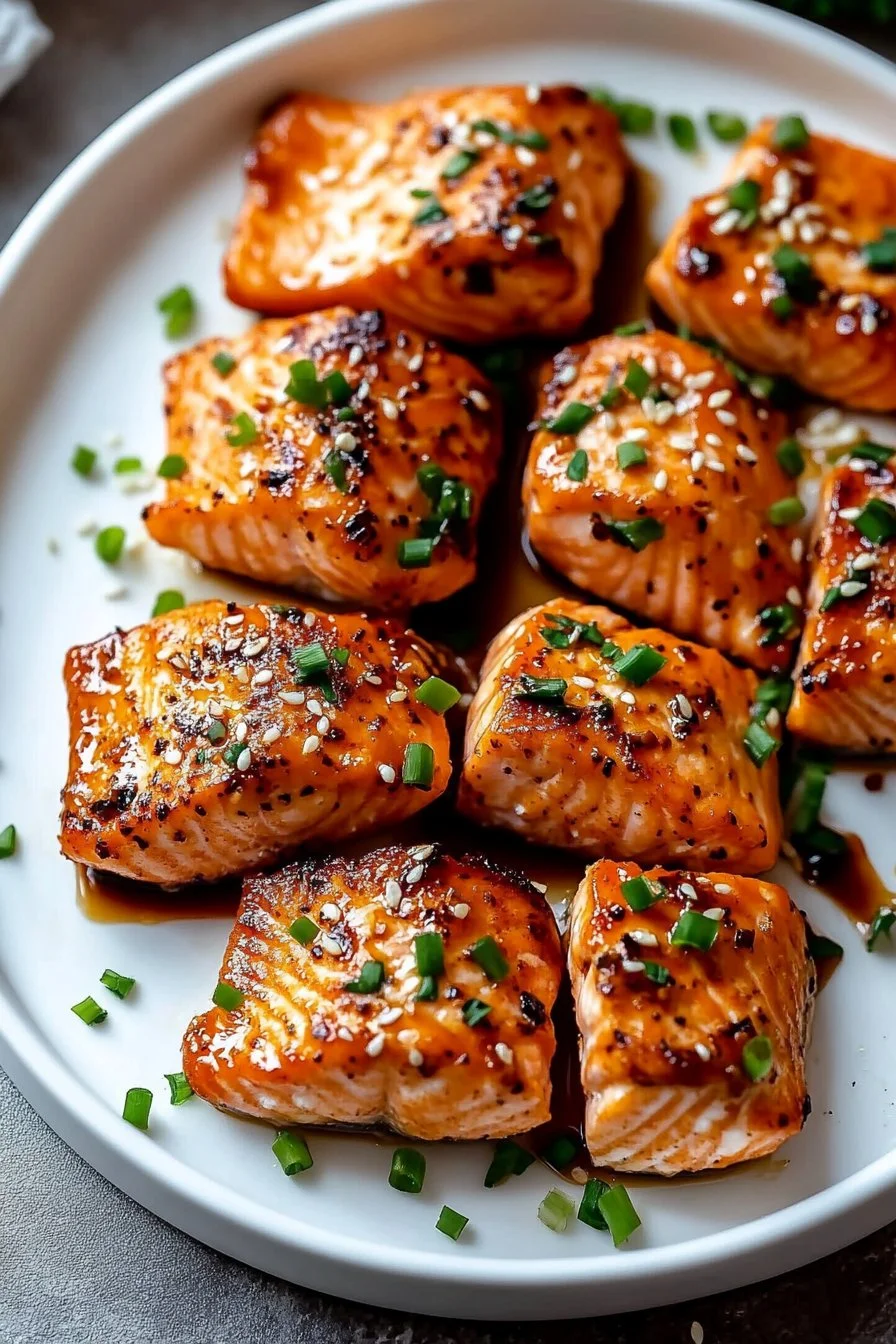Salmon Bites with Honey and Garlic in the Air Fryer