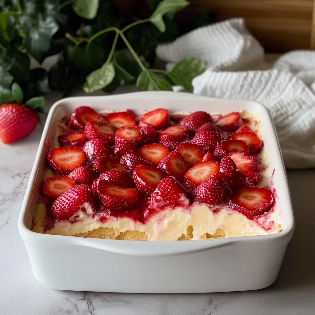 Dessert de tiramisu aux fraises, savoureux et élégant