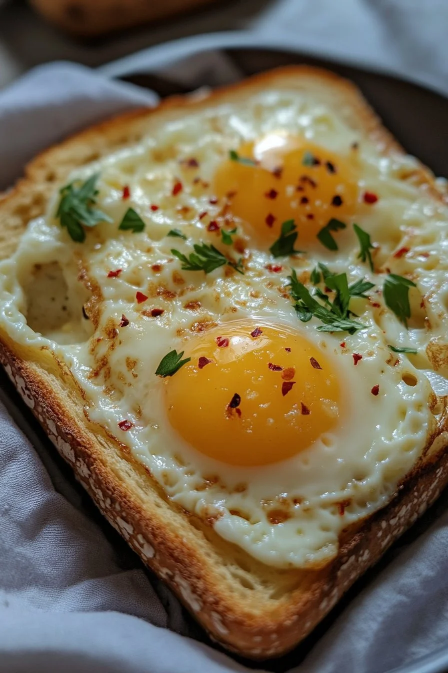 Toast with eggs and cheese in the air fryer