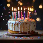 Un délicieux gâteau d'anniversaire avec des bougies. | Image générée à base d’IA