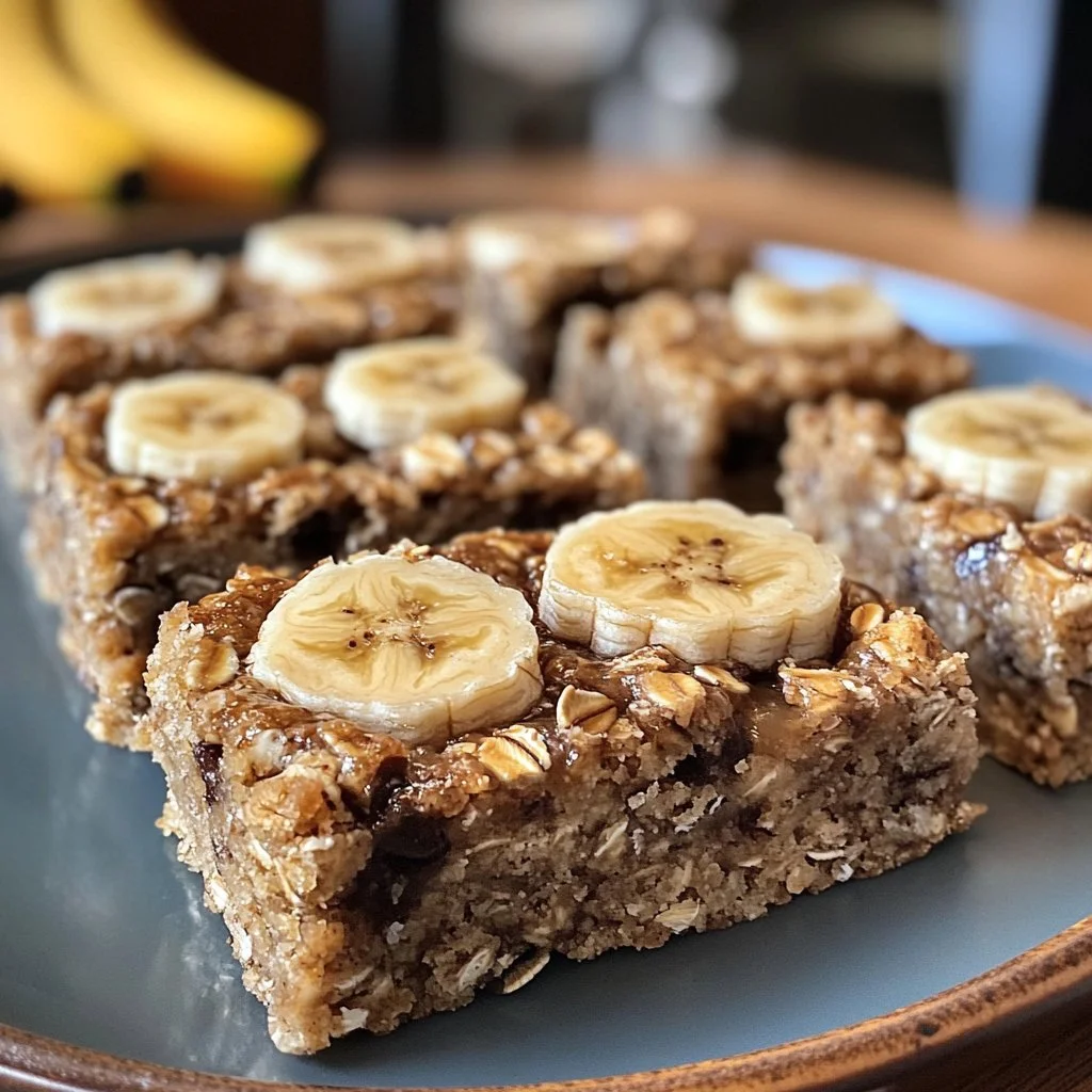 Barres à l'avoine et à la banane faites maison sur une assiette
