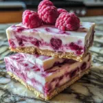 Barres de Cheesecake aux Framboises Saines et Riches en Protéines