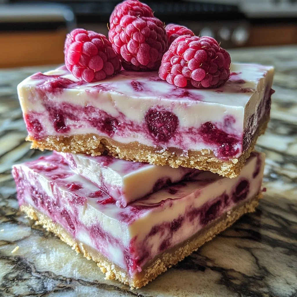 Barres de cheesecake aux framboises saines et riches en protéines