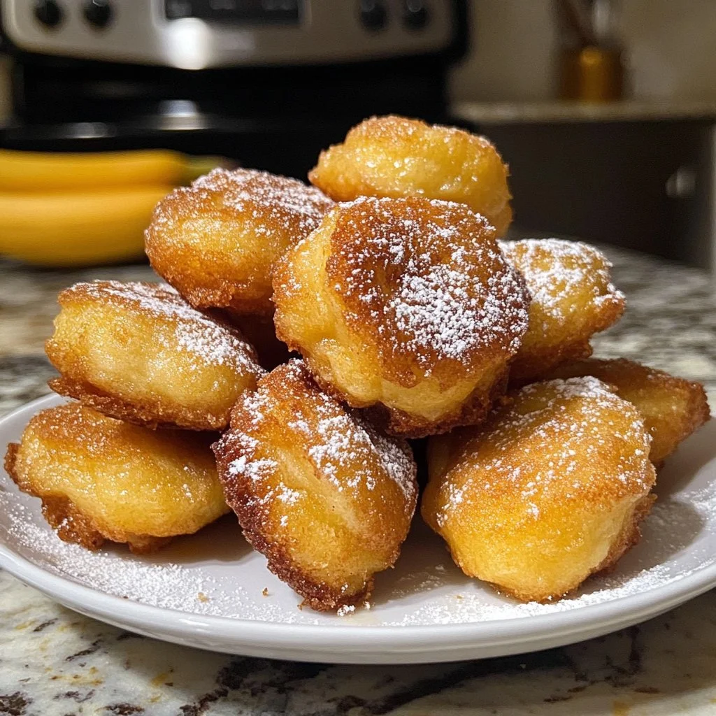 Beignets à la banane croustillants cuits à l'airfryer, un dessert délicieux