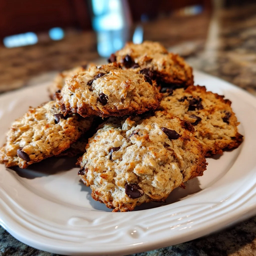 Biscuits à l'avoine, banane et pépites de chocolat sur une assiette