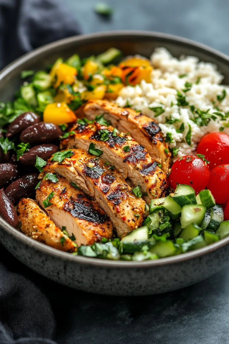 Bol de poulet grec