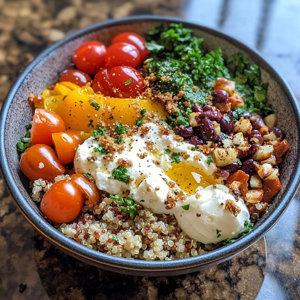 Bol de quinoa méditerranéen d'hiver avec légumes et épices