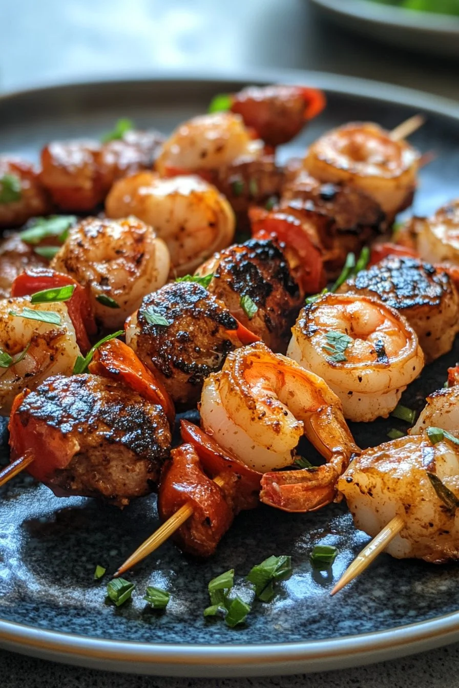 Brochettes au chorizo et aux crevettes