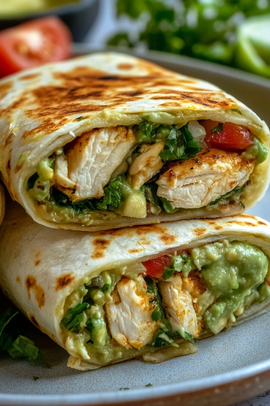 Burritos au poulet, avocat et ranch