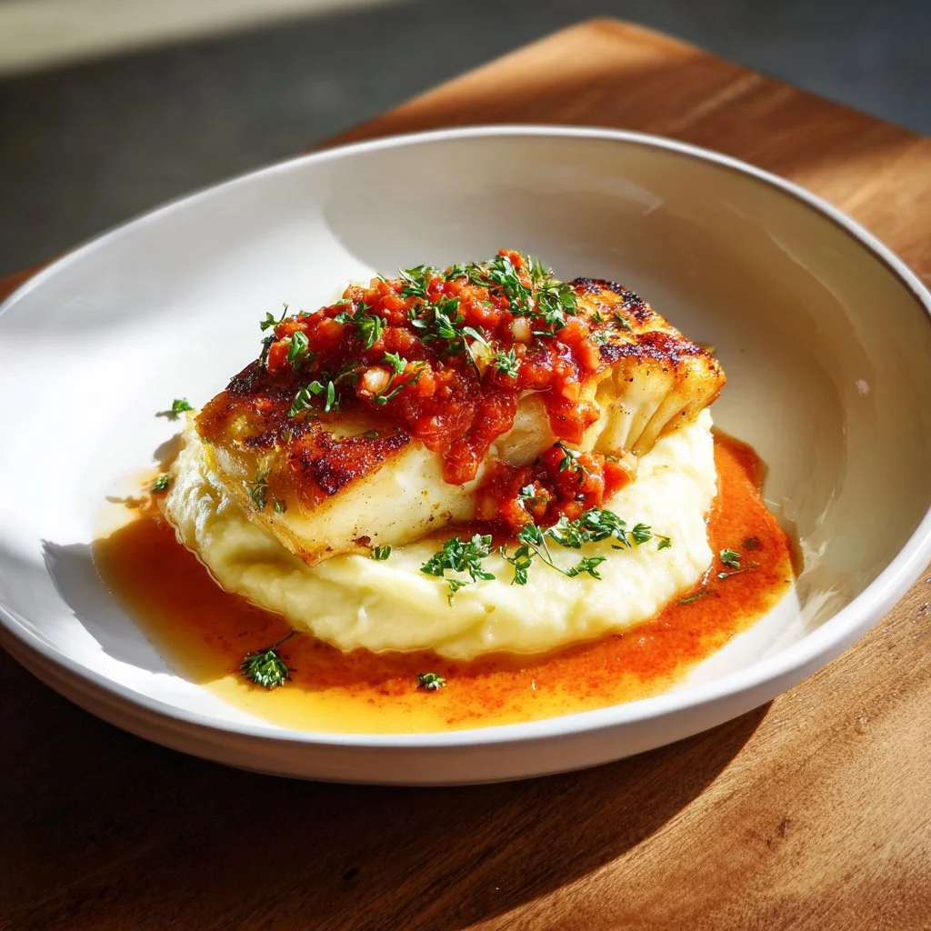 Recette savoureuse de cabillaud avec crème de chorizo