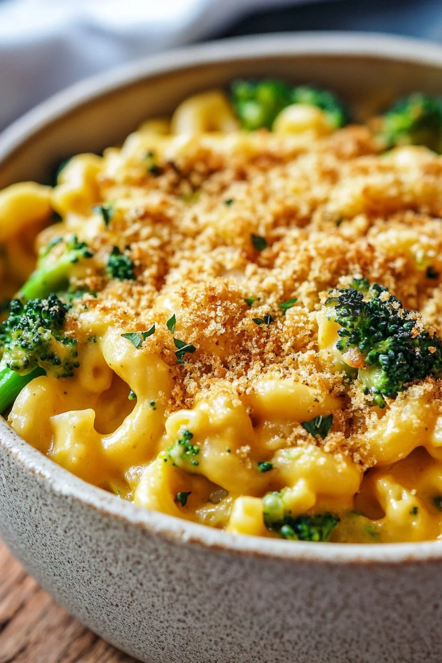 Une casserole de macaronis au fromage et brocoli sains