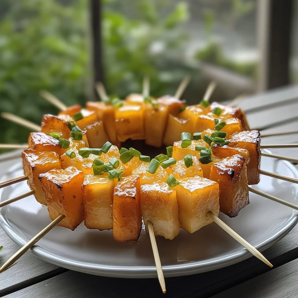 Couronne de brochettes apéritives garnies de légumes et de viandes variées