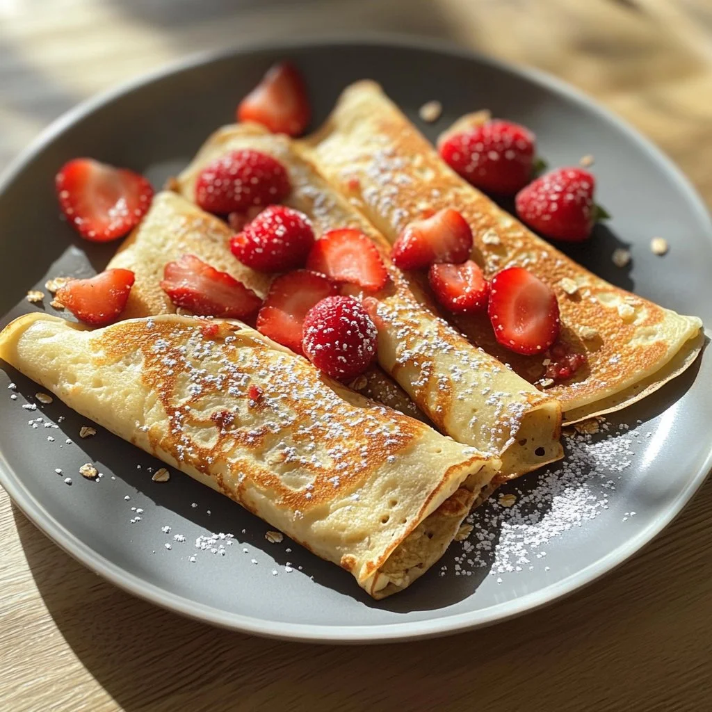 Crêpes à l'avoine savoureuses servies avec des fruits frais