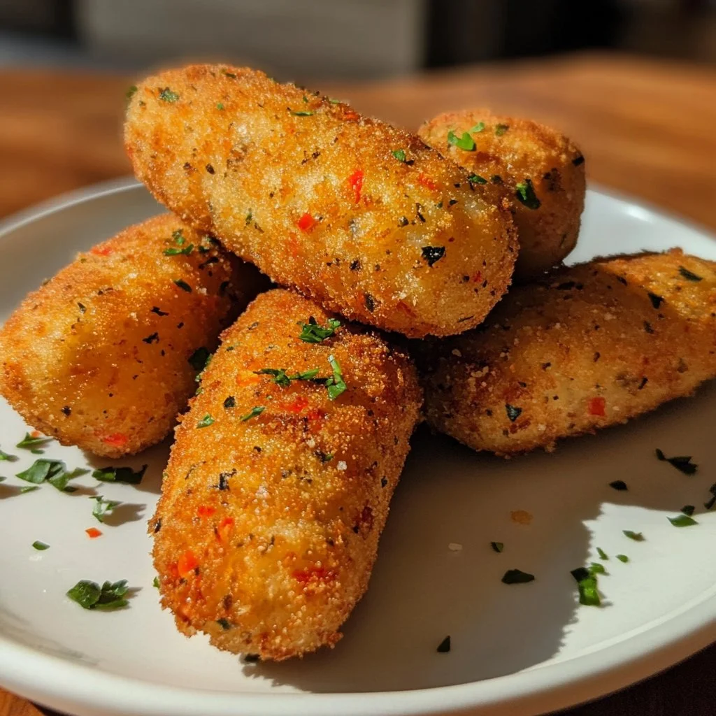 Croquettes de sardines dorées servies avec une sauce dip