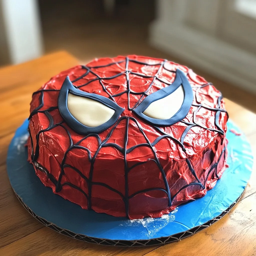 Gâteau Spiderman décoré pour une fête d'anniversaire d'enfant