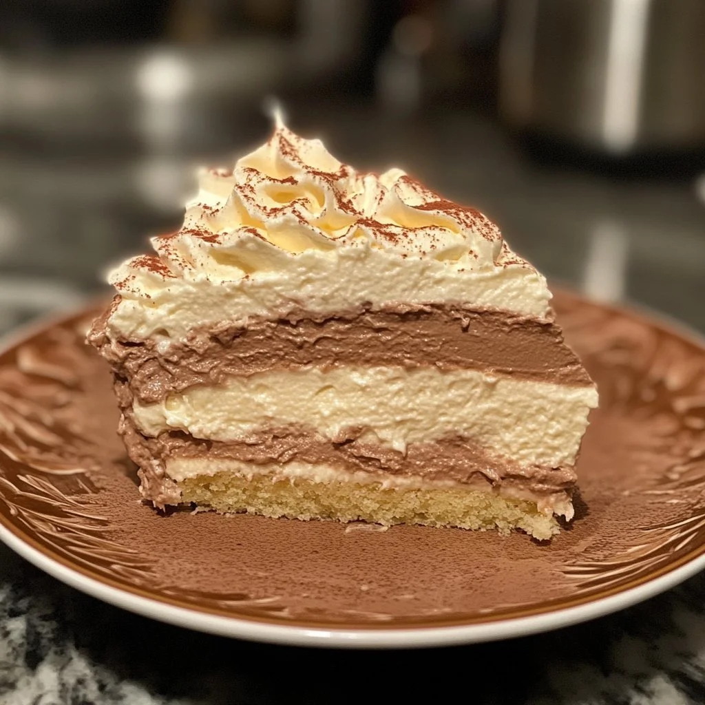 Génoise avec chantilly au chocolat, dessert léger et savoureux