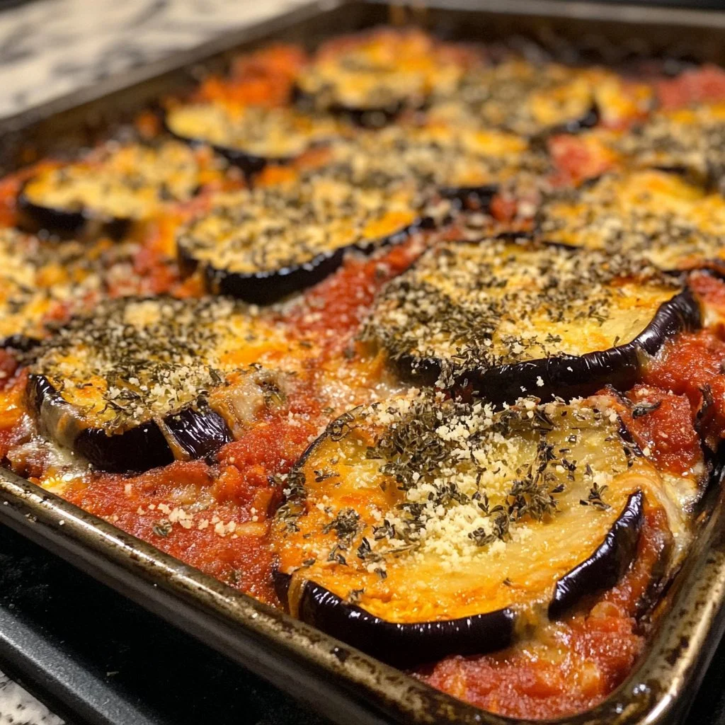 Gratin d'Aubergines au Parmesan sur Plaque