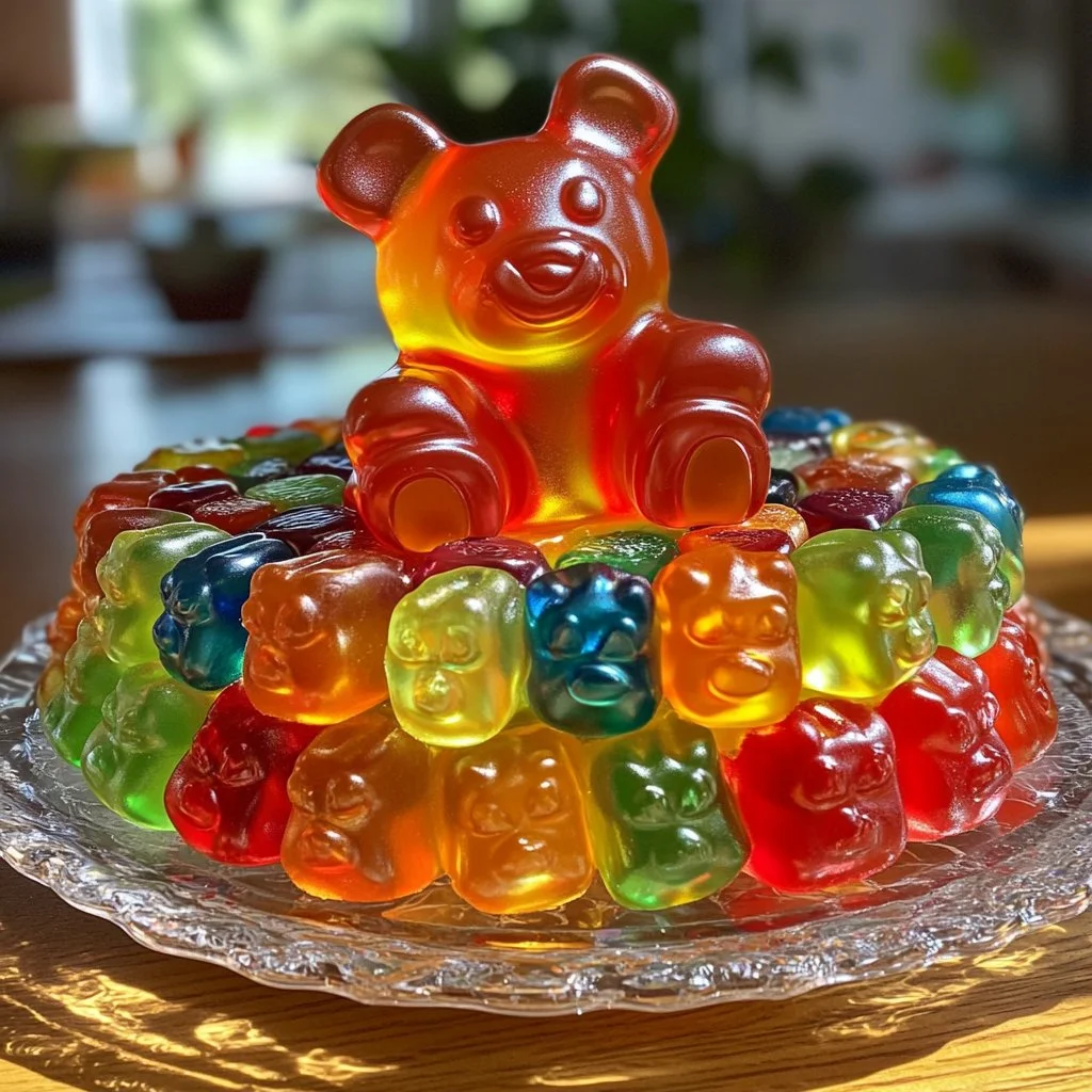 Gâteau aux oursons en gélatine décoré pour un anniversaire