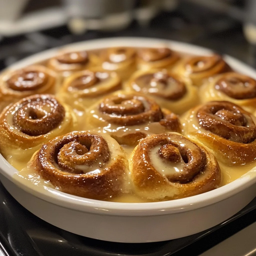 Savoureux cinnamon rolls sortis du four, garnis de cannelle et de sucre.