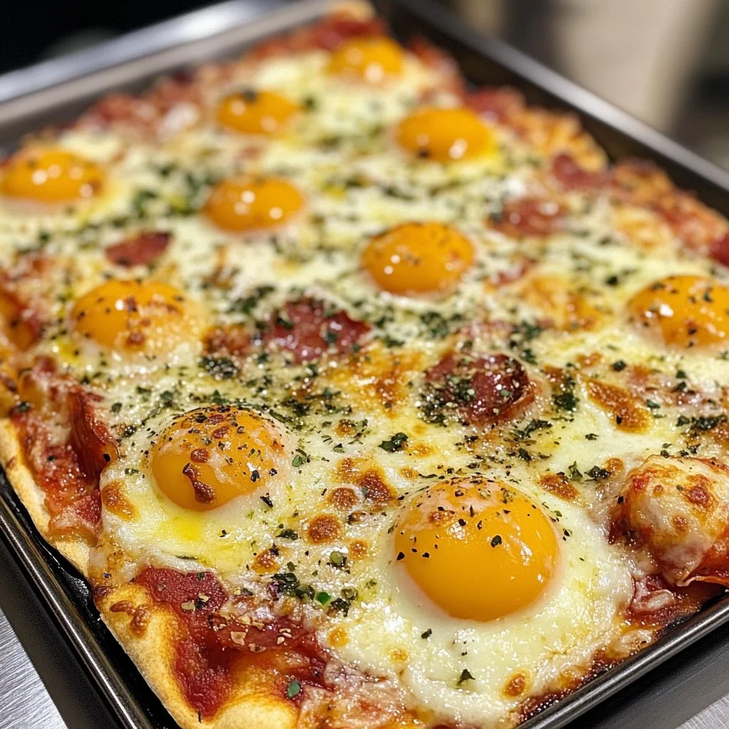 Oeufs à la pizza garnis de légumes colorés et fromage fondu