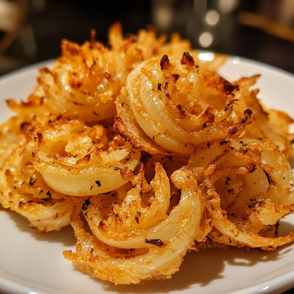 Oignons fleurissants sains cuits à la mini friteuse à air