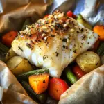 Papillote de cabillaud & petits légumes