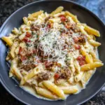 Pasta Alfredo au Bacon Cheeseburger
