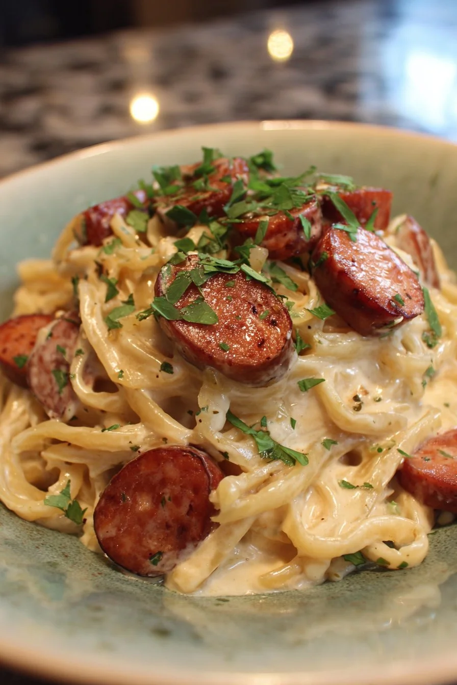 Recette de pâtes Alfredo à la saucisse fumée cajun