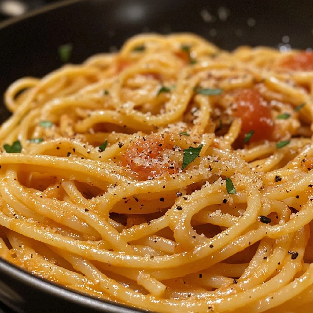 Pâtes crémeuses à la tomate et à l'ail, un plat délicieux et réconfortant