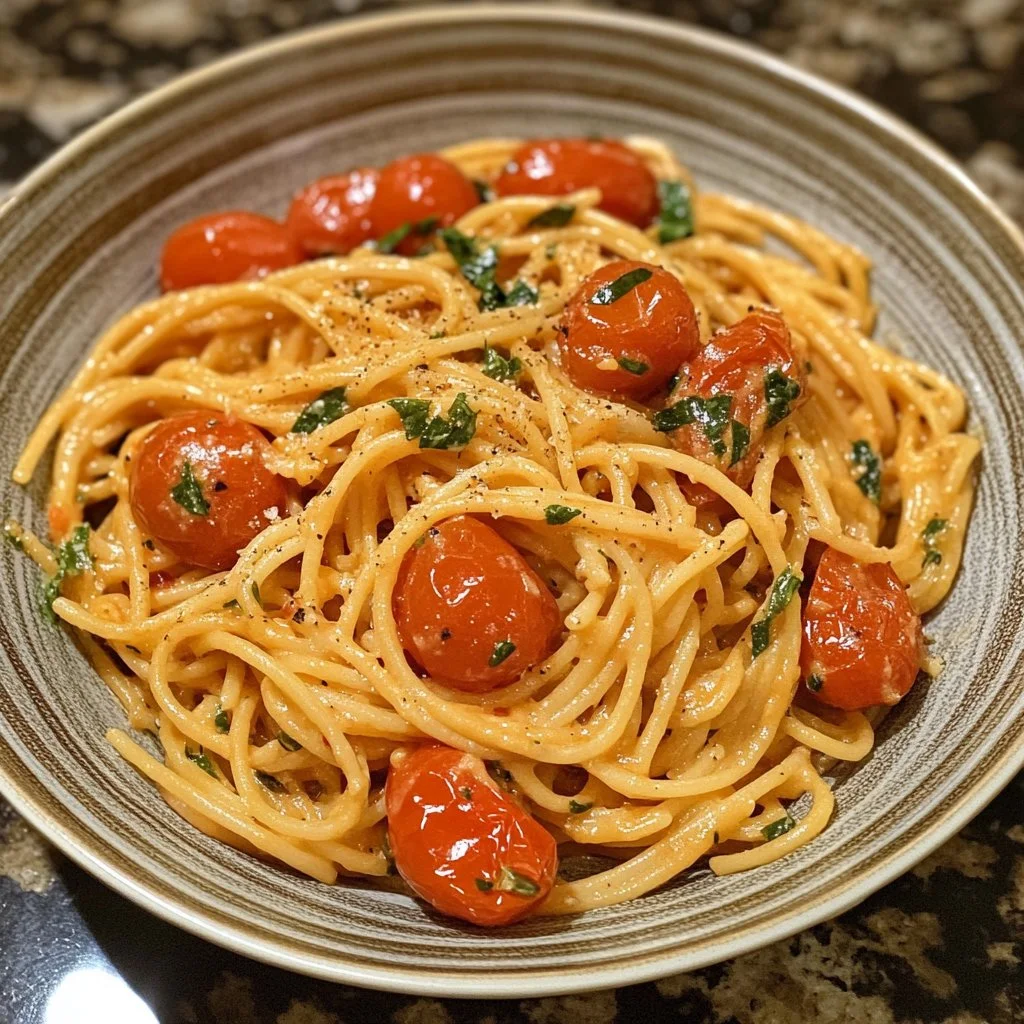 Pâtes crémeuses aux tomates rôties de Toscane, savoureuses et réconfortantes.