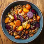 Petit épeautre with roasted winter vegetables