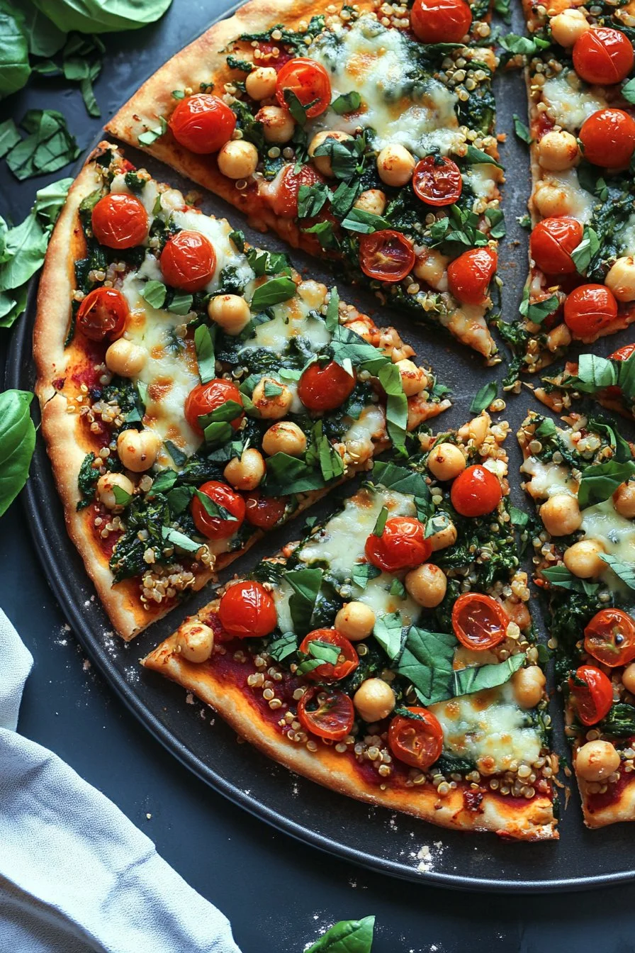 Pizza aux Quinoa et Pois Chiches à Haute Teneur en Protéines Végétales