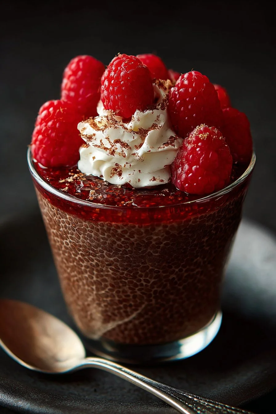 Pudding de framboises et de chia sucré au sirop d'érable