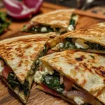 Quesadillas Méditerranéennes aux Épinards, Feta, Mozzarella et Oignon Rouge