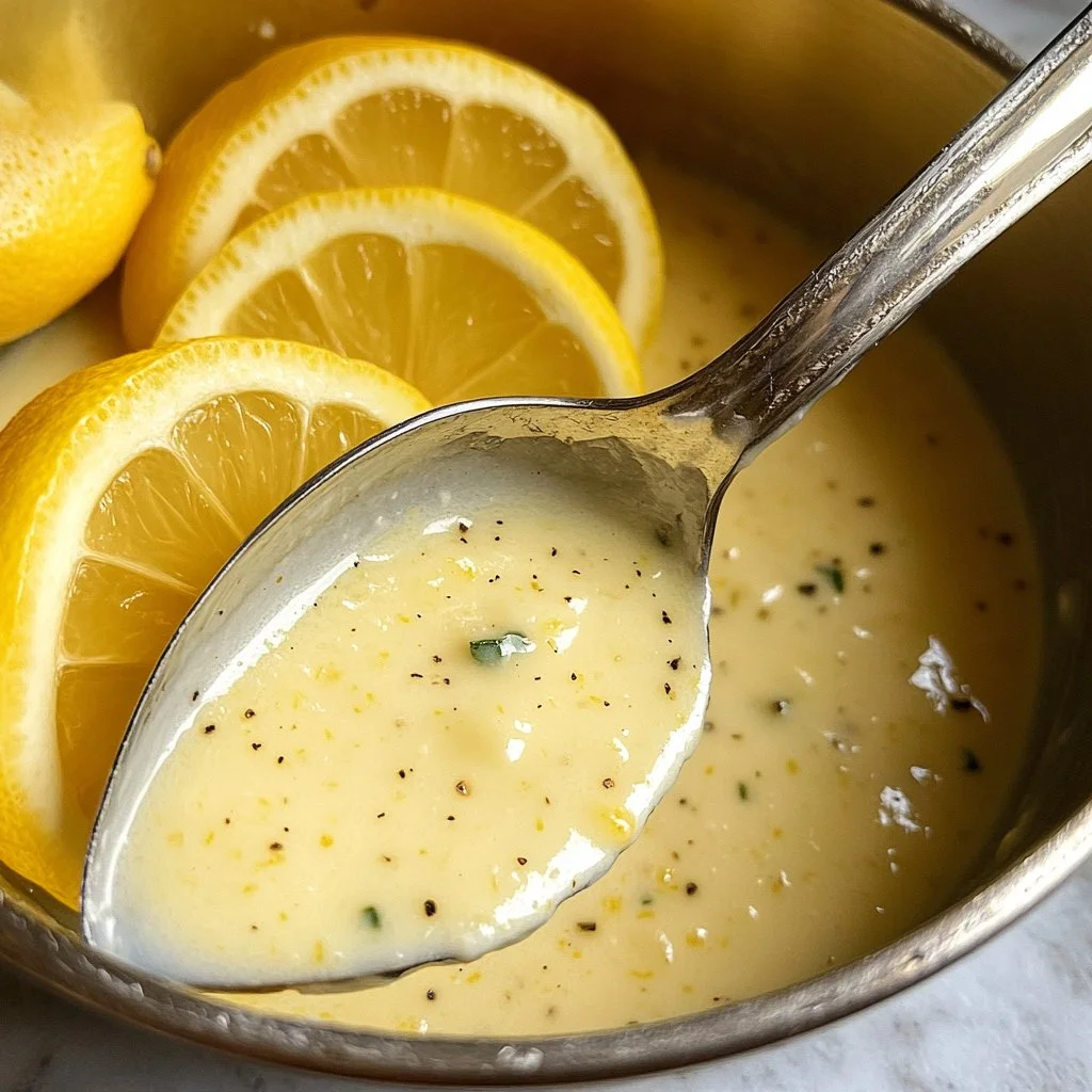 Sauce à la crème de citron préparée dans un bol en verre