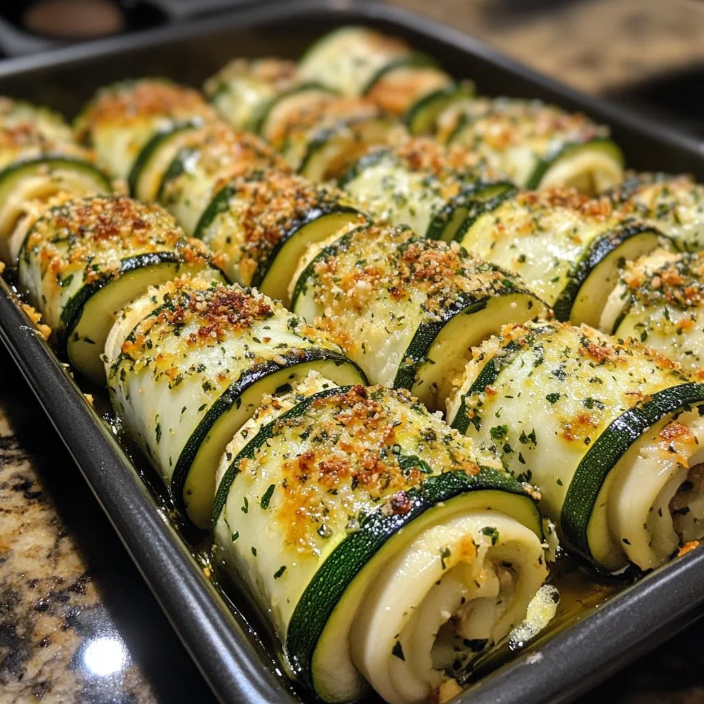 Rollatini de courgette farcis et bien présentés sur une assiette