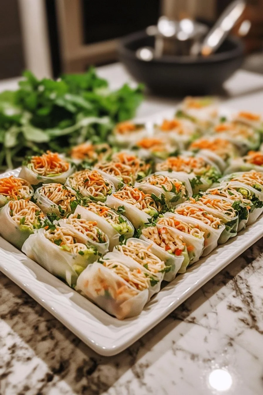 Rouleaux de nouilles en papier de riz à l'air fryer
