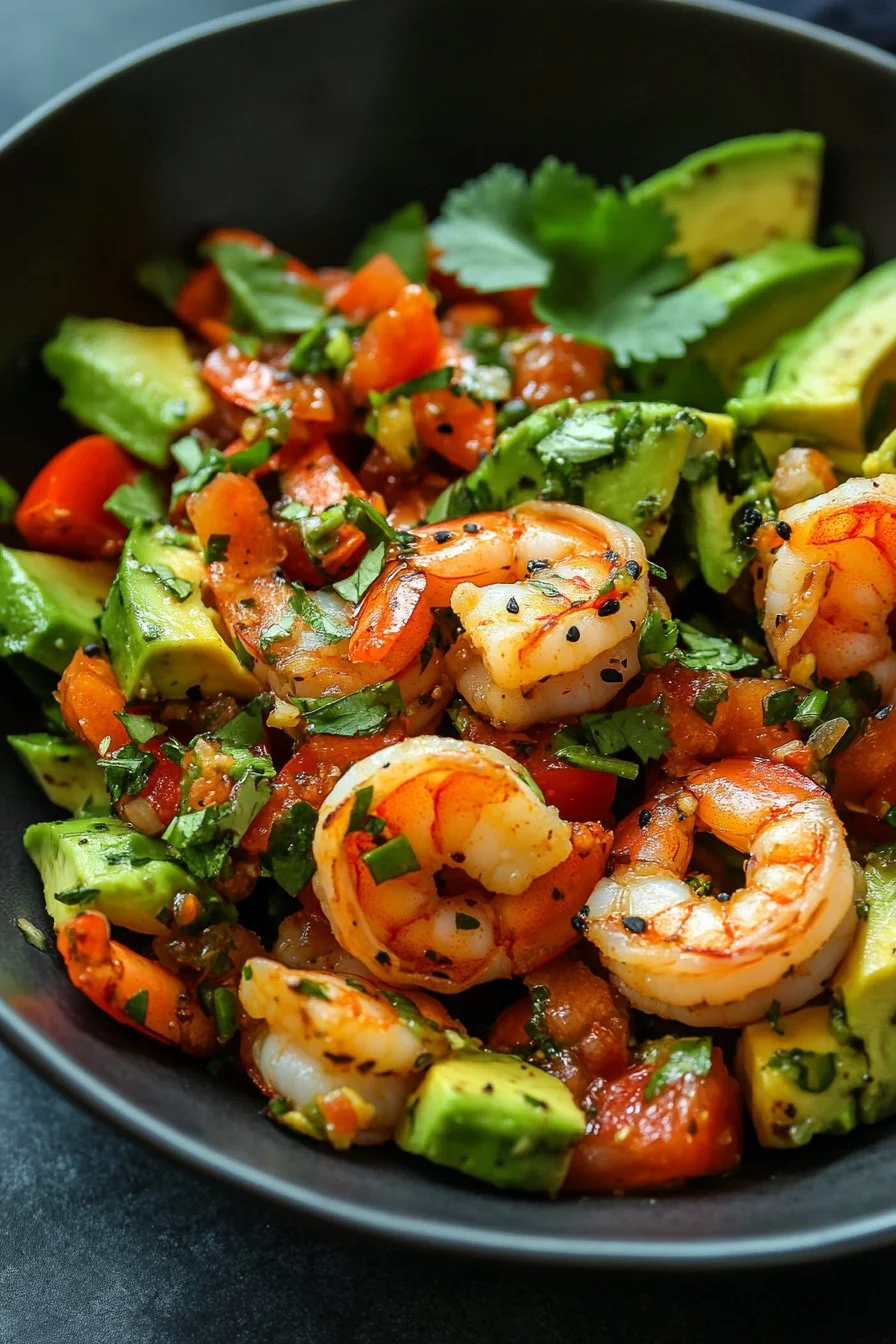 Salade de crevettes à la salsa d'avocat
