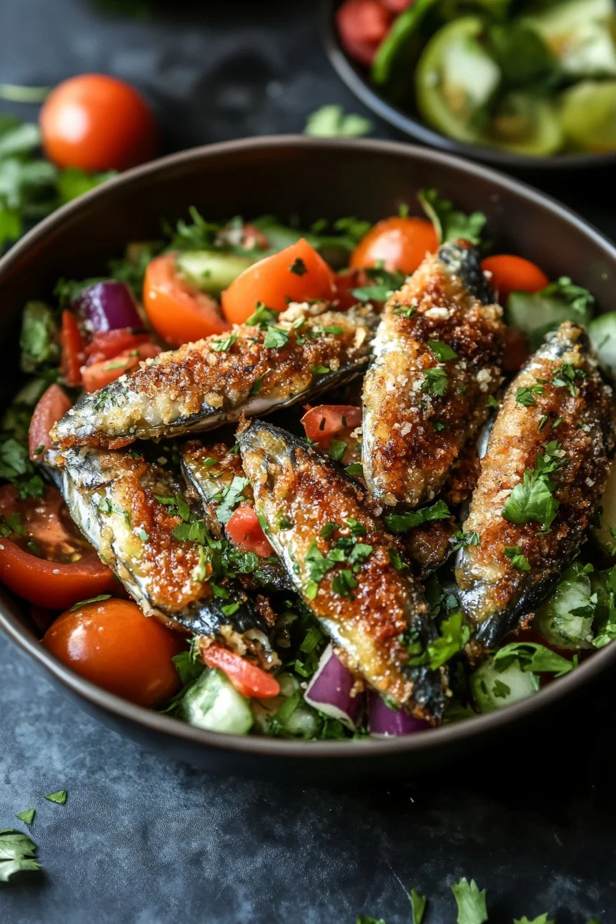 Salade de sardines frites fraîches