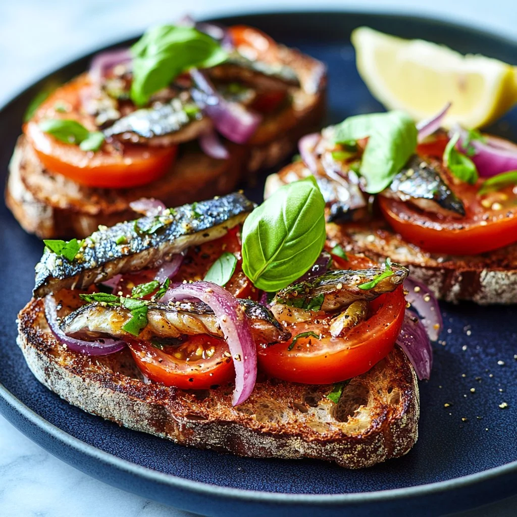 Recette de sardines sur toast avec des ingrédients frais et savoureux